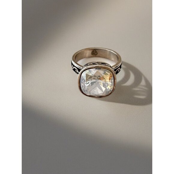 BRIGHTON 'Venusian' Size 6 SWAROVSKI Crystal Gold & Silver Plate Ring Vintage - Picture 8 of 8